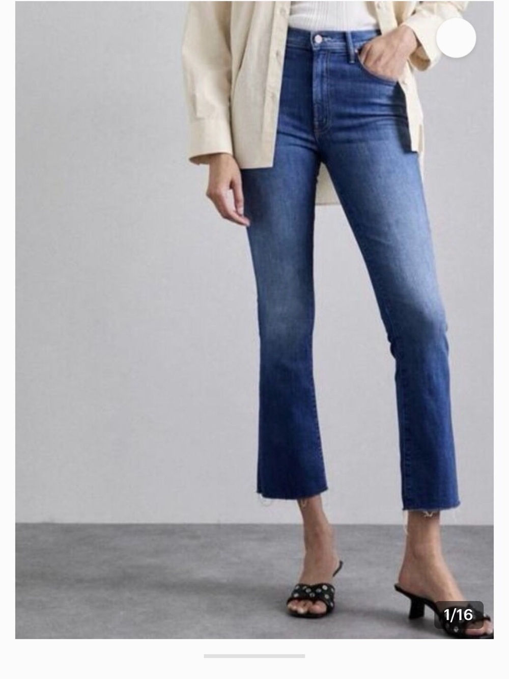 MOTHER Blue Cropped Flare Jeans